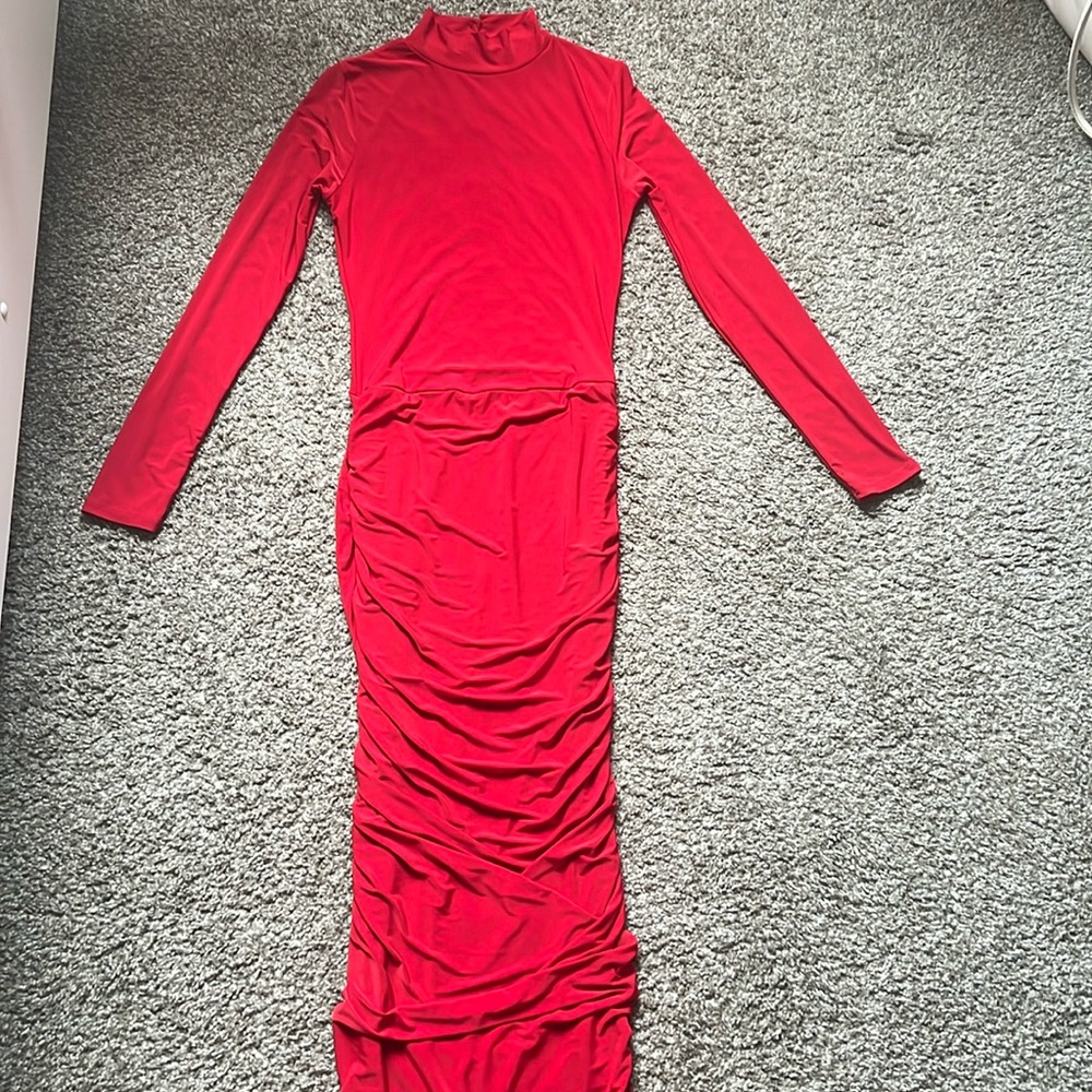 Red maxi fitted boutique dress